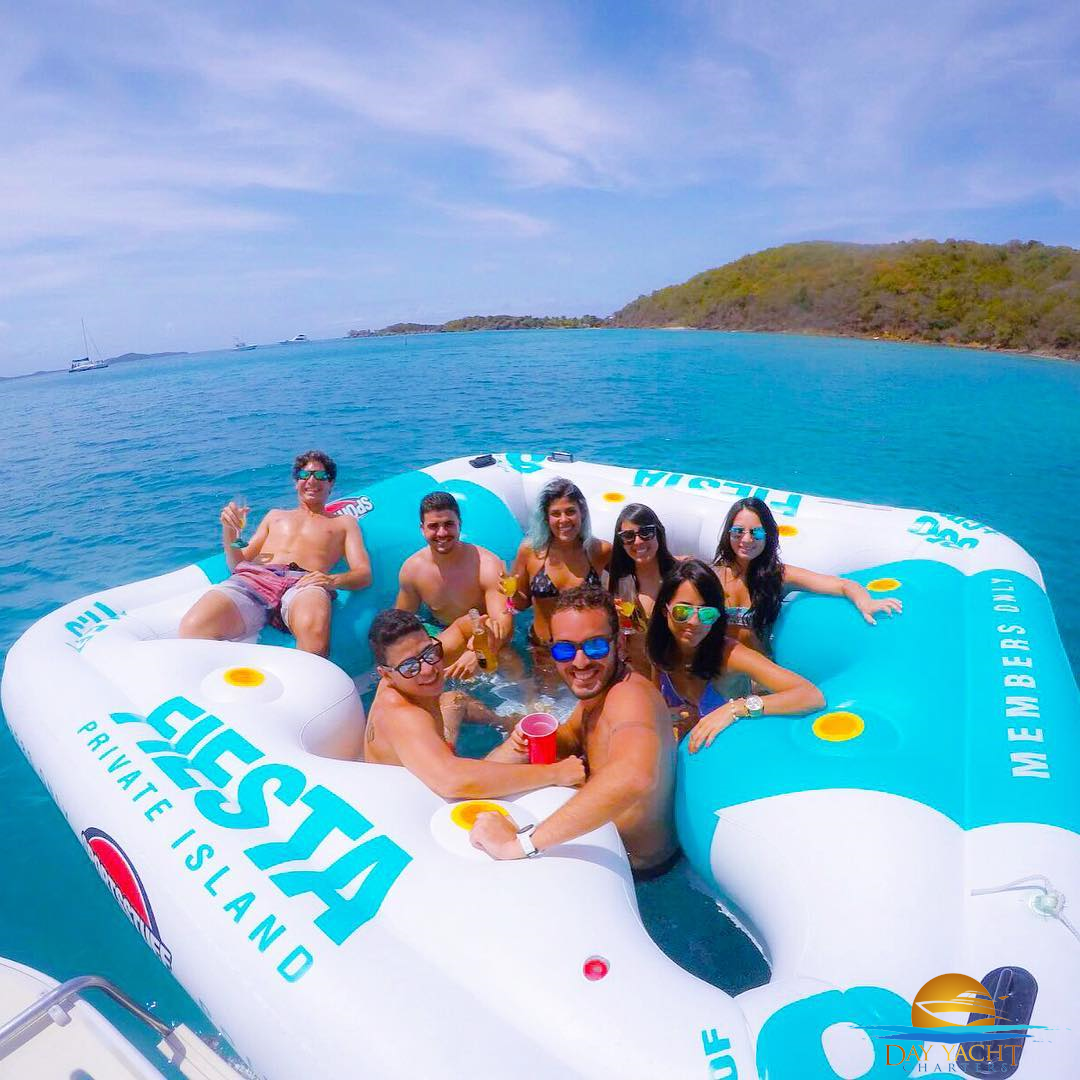Sailing toward Vieques across calm Caribbean seas, luxury yacht charter Puerto Rico
